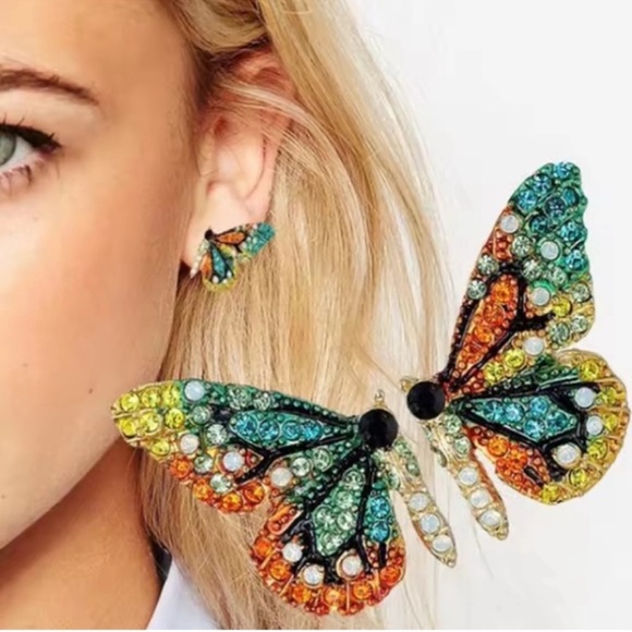 Anthropologie Multicolor Gem Butterfly Brooch - Picture 2 of 4